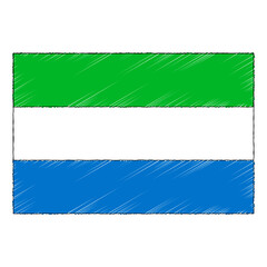 Hand drawn sketch flag of Sierra Leone. doodle style icon