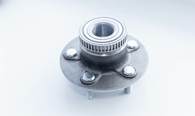new wheel hub with five nuts on a white background
