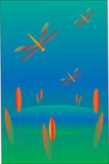Fototapeta na wymiar colorful background with dragonflies