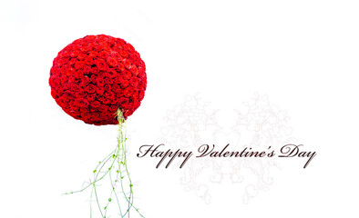 Valentine's day romantic greeting card.  Composition red roses symbolizing romance and love....