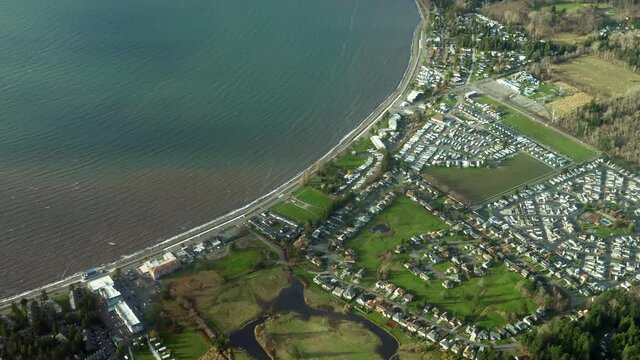 Birch Bay Area Aerial, Coastal Recreational Municipality, Sunny Day.