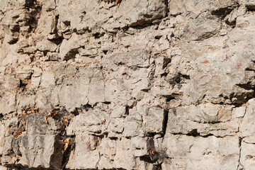Natural landscape view of dolomite outcrop wall in nature.
