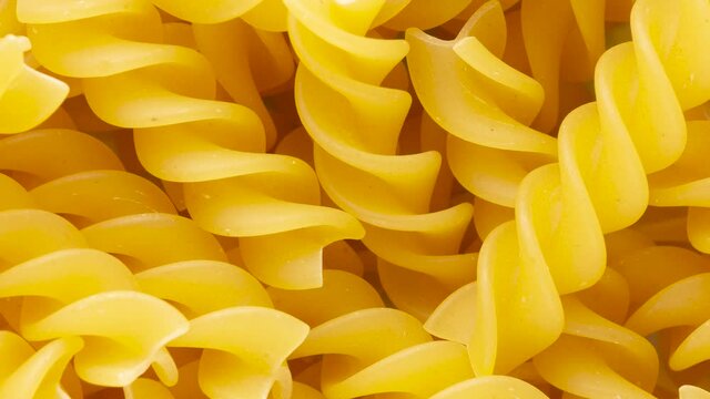 Closeup top view of fusilli pasta. Italian food