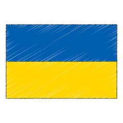 Hand drawn sketch flag of Ukraine. doodle style icon