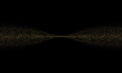Gold sparkles on dark abstract background, golden dust stream, design element