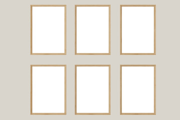 Fototapeta premium frame mockup A4, wood frame mockup, six wood frame and brown color