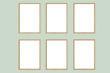 Fototapeta premium frame mockup A4, wood frame mockup, six wood frame and green color