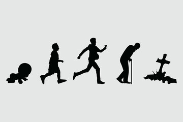 Birth to Death Silhouette Vector Illustration