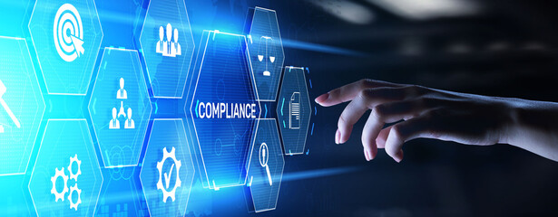 Naklejka premium Compliance rules regulation business policy law concept.