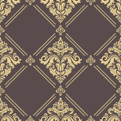 Classic seamless pattern. Damask orient ornament. Classic vintage background. Orient golden ornament for fabric, wallpaper and packaging