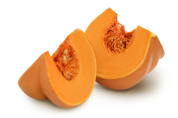 Fresh orange pumpkin isolated on white background with clipping path and full depth of field