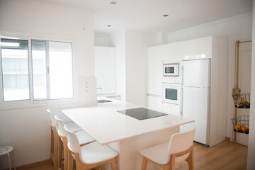 Naklejka na ściany i meble modern kitchen perfectly equipped with its appliances in a house