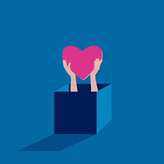 Heart as a gift love in a gift box heart in your hands