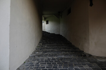 Paved alley the Sighisoara Old Town or Citadel (fortress).