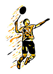 Badminton Player Jump Smash