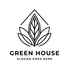 Green Natural House Logo Design Template