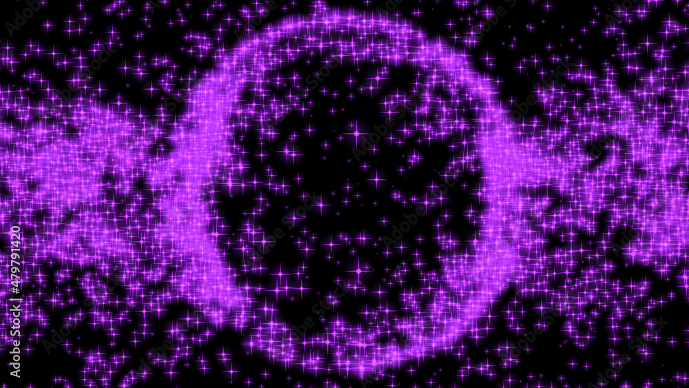 Poster a futuristic lilac planet that emits a strong electromagnetic field in outer space in the form of pa