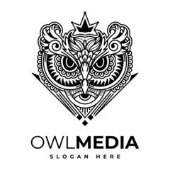 Ornamental Owl Logo Design Template