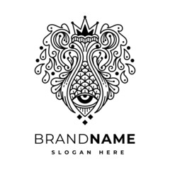 Fish Organic Ornamental Logo Design Template