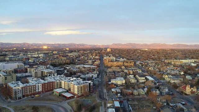 Denver, Colorado, USA Downtown Drone Skyline Aerial