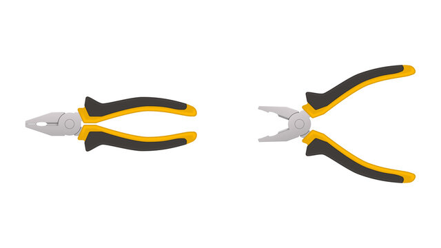Realistic pliers on white background. Vector illustration.