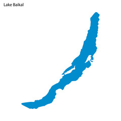 Blue outline map of Baikal Lake, Isolated vector siilhouette