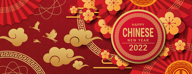 happy chinese new year 2022 banner design. year of the tigel. vector illustration