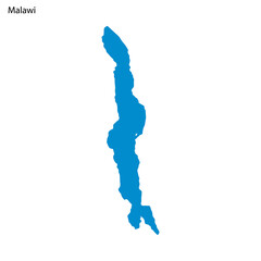 Blue outline map of Malawi Lake, Isolated vector siilhouette