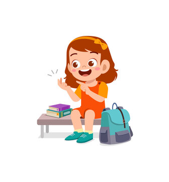 cute little girl study math with counting finger
