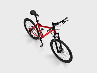 3d render, red bicycle on a gray background turned in half sport news healthy lifestyle
