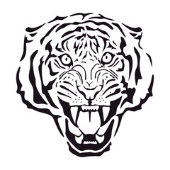 Tiger symbol. Icon, logo or tattoo. Vector illustration.