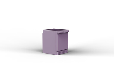 monochrome single color purple 3d Icon, in white background,single color, 3d rendering, household objects