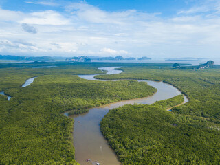 high angle view of Bangpat canal in Phang-nga