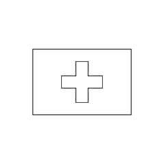 Obraz premium Black outline flag of Switzerland.Thin line icon