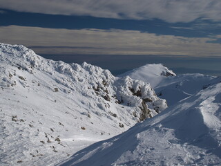 Mountains under snow in the winter