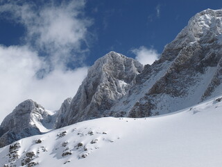 High mountains under snow in the winter