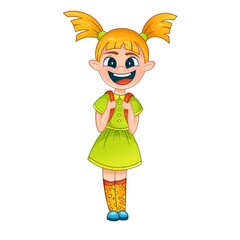 Character design happy girl schoolgirl