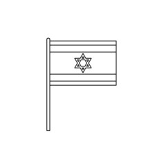 Black outline flag on of Israel. Thin line icon