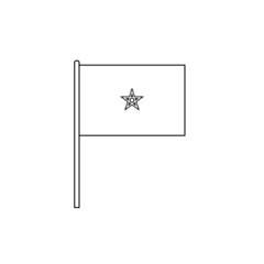 Black outline flag on of Morocco. Thin line icon