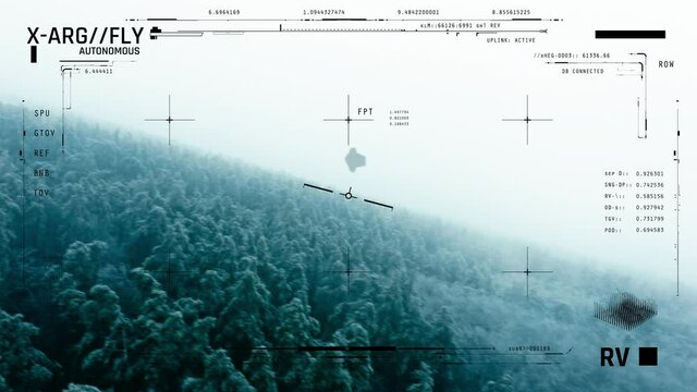 Military jet following unidentified aircraft flying in restricted zone, aliens. UFO sighting, extraterrestrial organism visible on aircraft head-up display