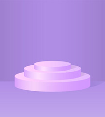 Round pedestal or platform. Winner podium. Background for cosmetic product presentation. Advertising place. Museum stage. Blank product stand. Vector illustration