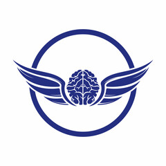 Flying brain with wings vector logo design template. Free mind logo concept.