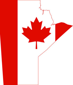 recommend clip art: Flat vector administrative flag map of the Canadian province of MANITOBA combined with official flag of CANADA