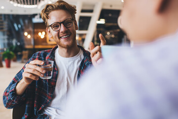 Multiracial business men working in office space