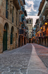 Fototapeta premium view of one of the picturesque streets of the fishing village of Guetaria in Guipuskoa, Spain.