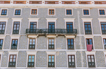 Beautiful facade of an old well preserved building in Lisbon