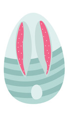 Easter bunny in a striped suit, long ears and a fluffy tail
