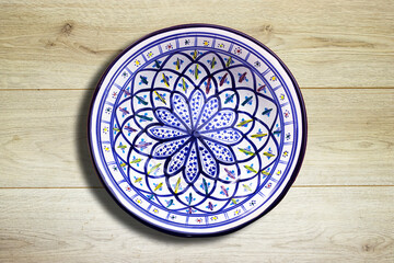 Seamless colorful pattern on plate. Vintage decorative element. Hand drawn pattern in turkish style. Islam, Arabic, Indian, ottoman motif