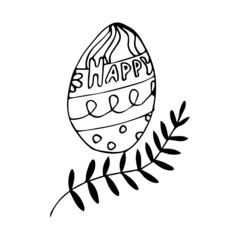 Easter eggs set doodle style. Happy easter hand drawn isolated on white background.