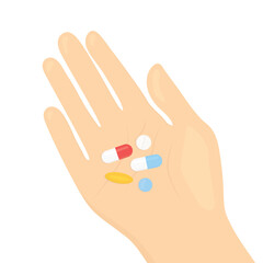 hand full of pills -vector illustration